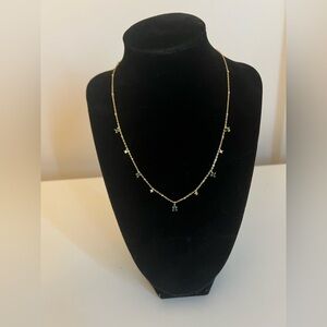 Boutique Gold and Green Sterling Silver Station Necklace